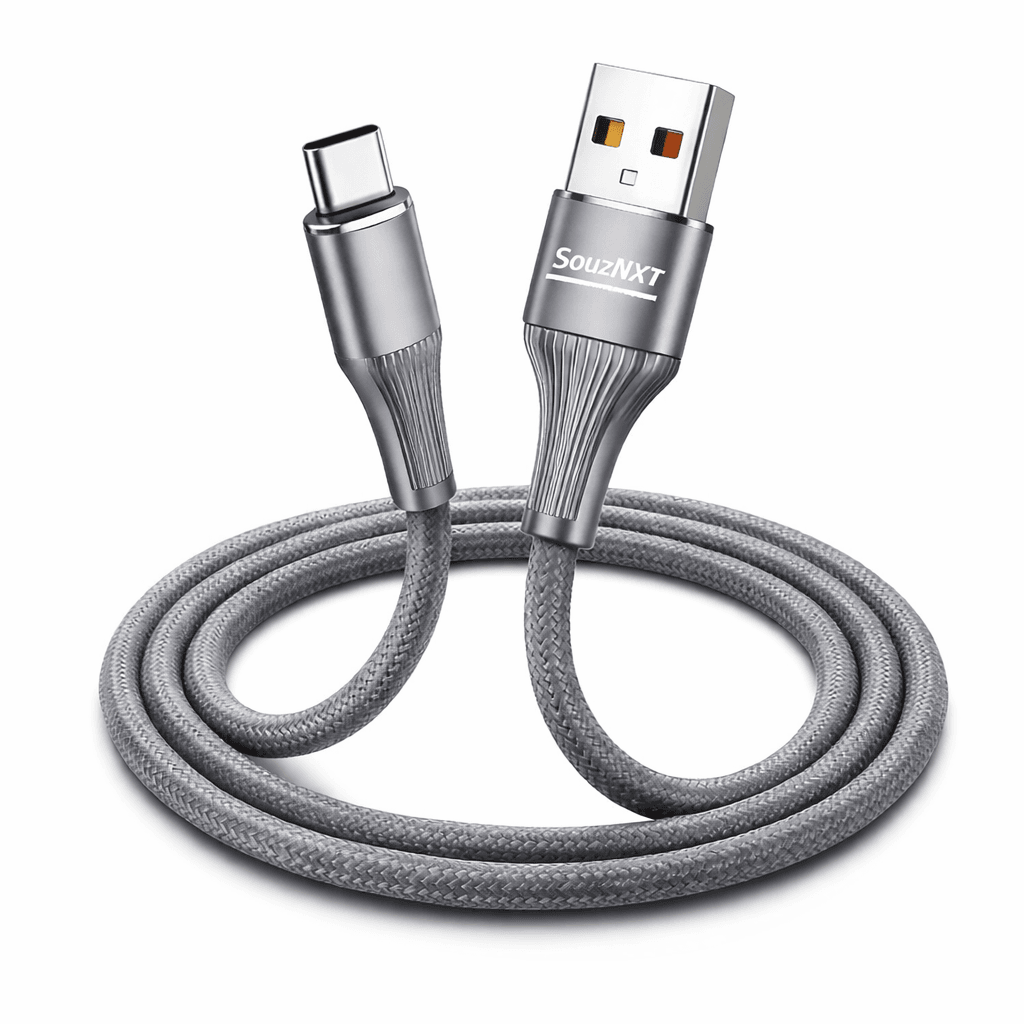SouzNXT Fast120W Type-C Fast Charging Cable Grey | Nylon Braided | Fast Sync & Charge | 1.2M Durable Cable