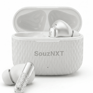 SouzNXT Prime Buds 72 White Edition Wireless Earbuds – 72H Playtime, Bluetooth 5.4, ENC Calling