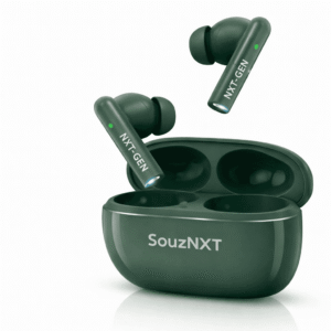SouzNXT  Wireless Bluetooth Earbuds with 46H Playtime, Deep Bass, Touch Control & Charging Case – Green